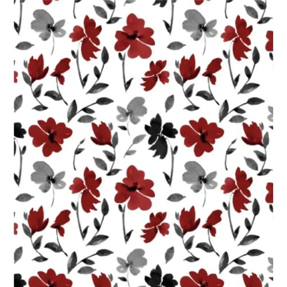 Floral Shower Curtains – Black, Red & Grey – 72